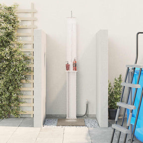 Vidaxl buitendouche 246 cm massief grenenhout en roestvrij staal wit