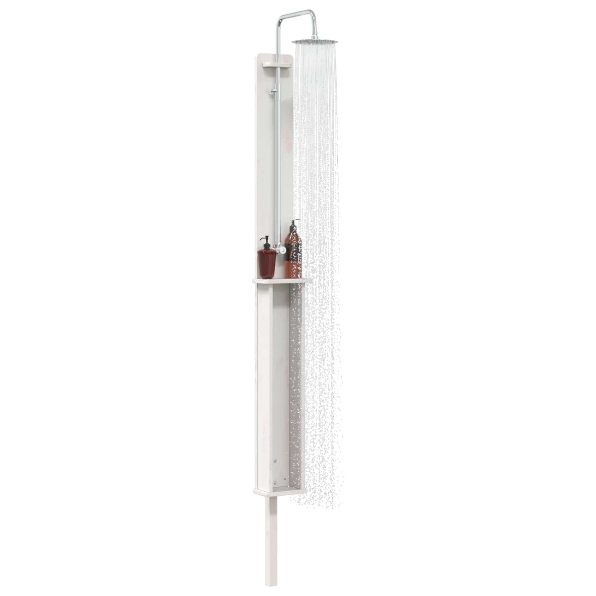Vidaxl buitendouche 246 cm massief grenenhout en roestvrij staal wit