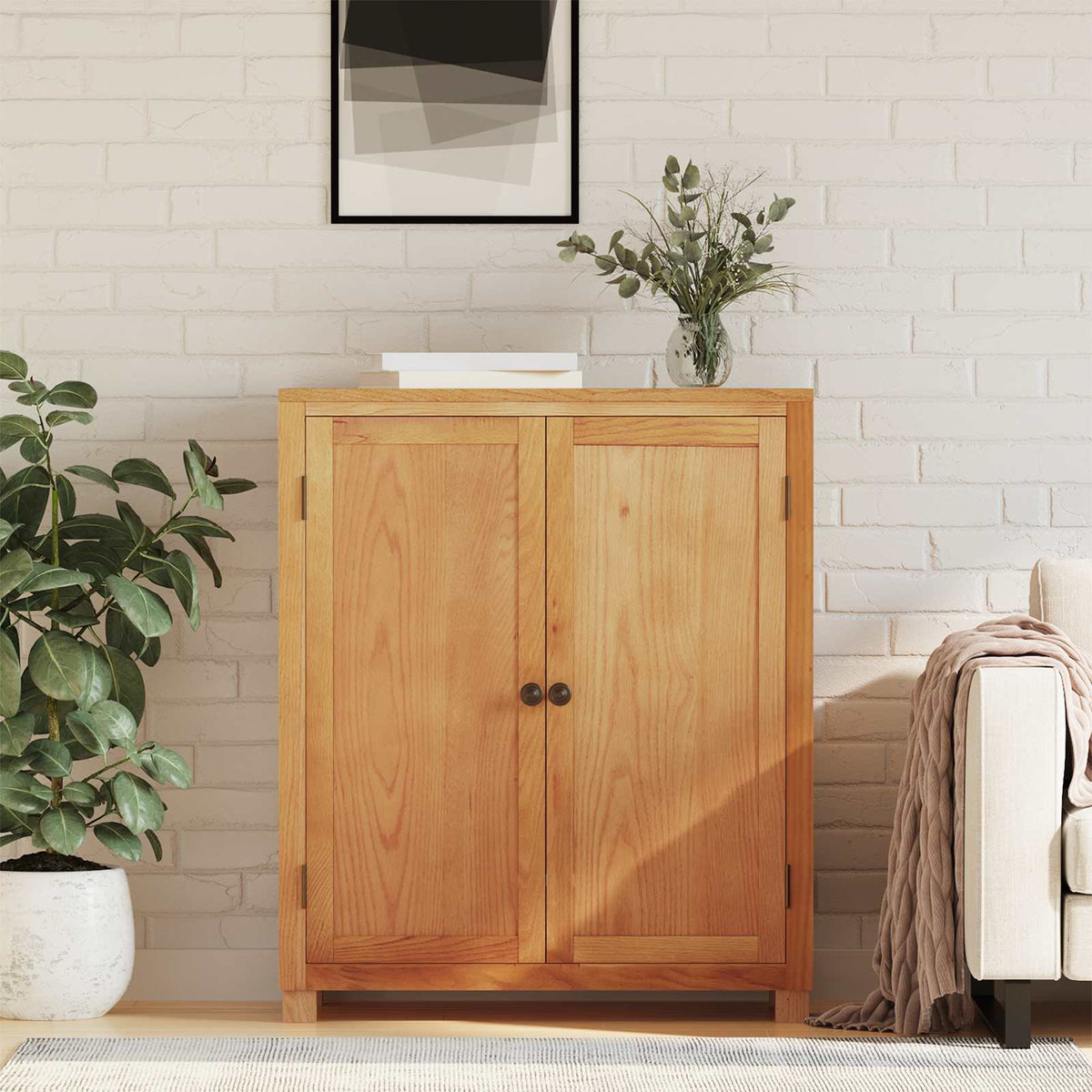 Vidaxl kast met opslag bruin 80 x 35 x 95 cm massief eikenhout