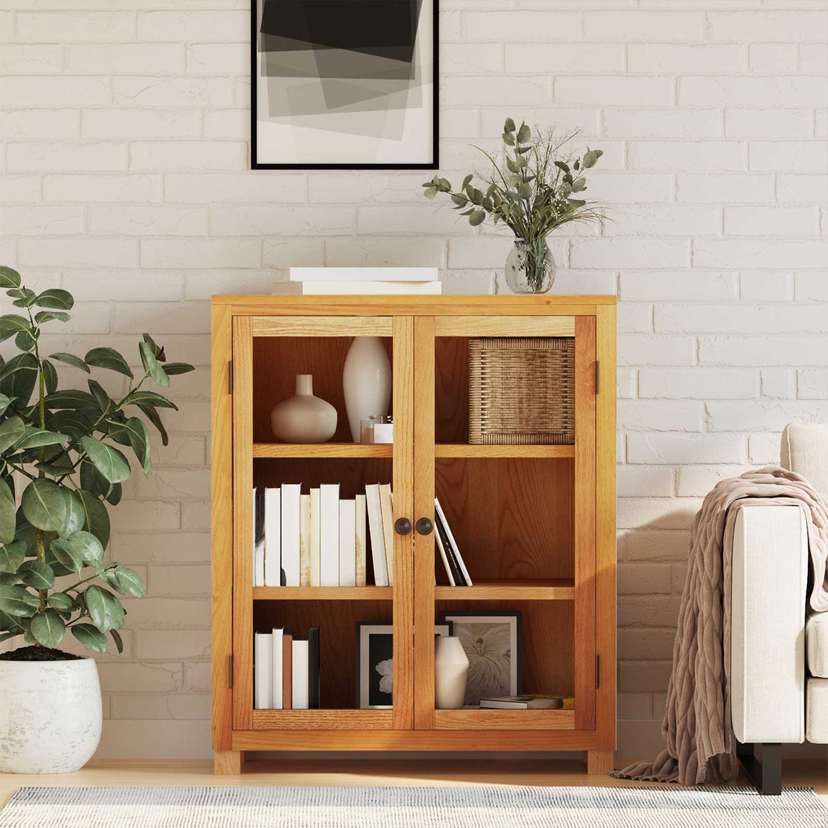 Vidaxl kast met plank bruin 80 x 35 x 95 cm massief eikenhout