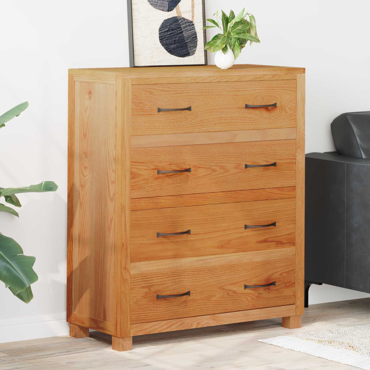 Vidaxl kast met lade bruin 80 x 35 x 95 cm massief eikenhout