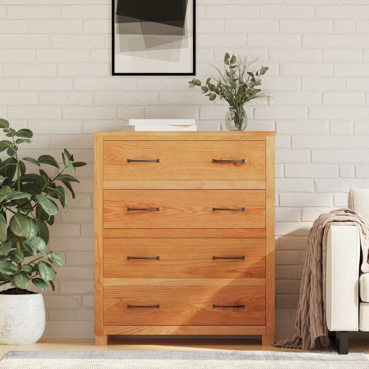Vidaxl kast met lade bruin 80 x 35 x 95 cm massief eikenhout
