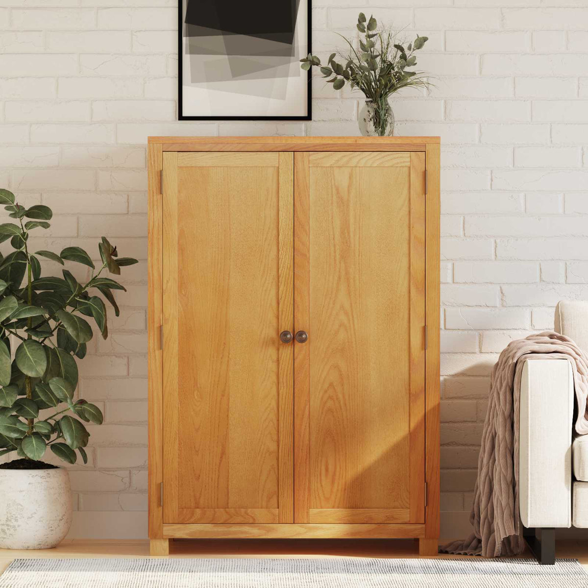 Vidaxl kledingkast met opslag bruin 80 x 50 x 115 cm massief eikenhout
