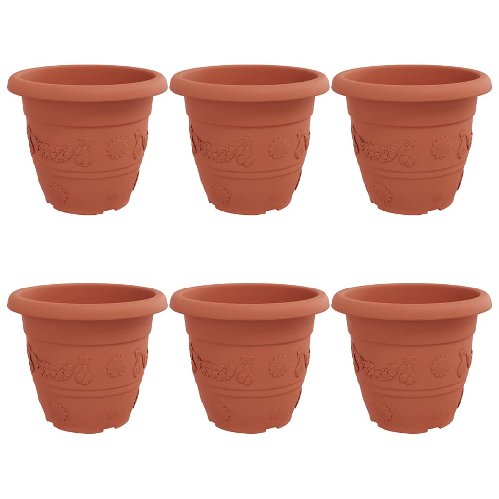 Vidaxl ronde bloempot 6 st baksteenrood ø 34 x 28 cm kunststof
