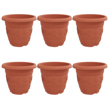Vidaxl ronde bloempot 6 st baksteenrood ø 34 x 28 cm kunststof