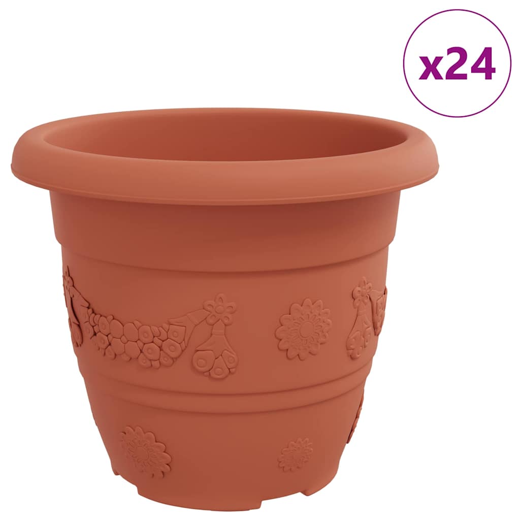 Vidaxl ronde bloempot 24 st baksteenrood ø 30 x 25 cm kunststof