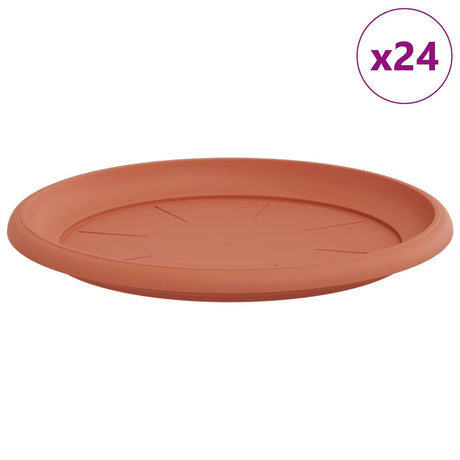 Vidaxl ronde bloemenschalen 24 st baksteenrood ø 27 x 2,5 cm kunststof