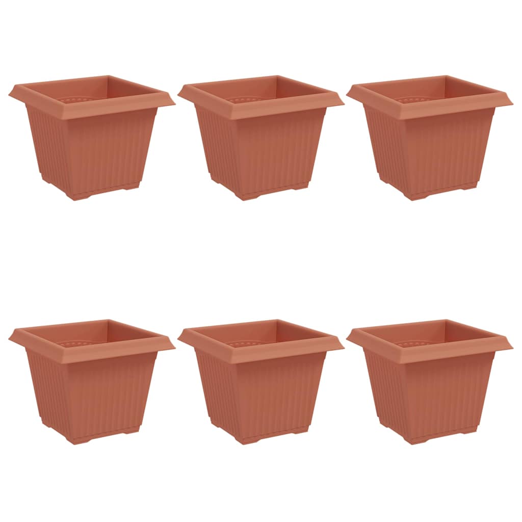 Vidaxl vierkante bloempot 6 st baksteenrood 20 x 20 x 16 cm kunststof