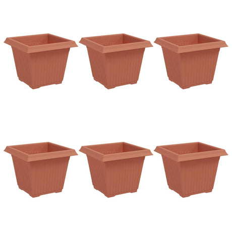 Vidaxl vierkante bloempot 6 st baksteenrood 20 x 20 x 16 cm kunststof