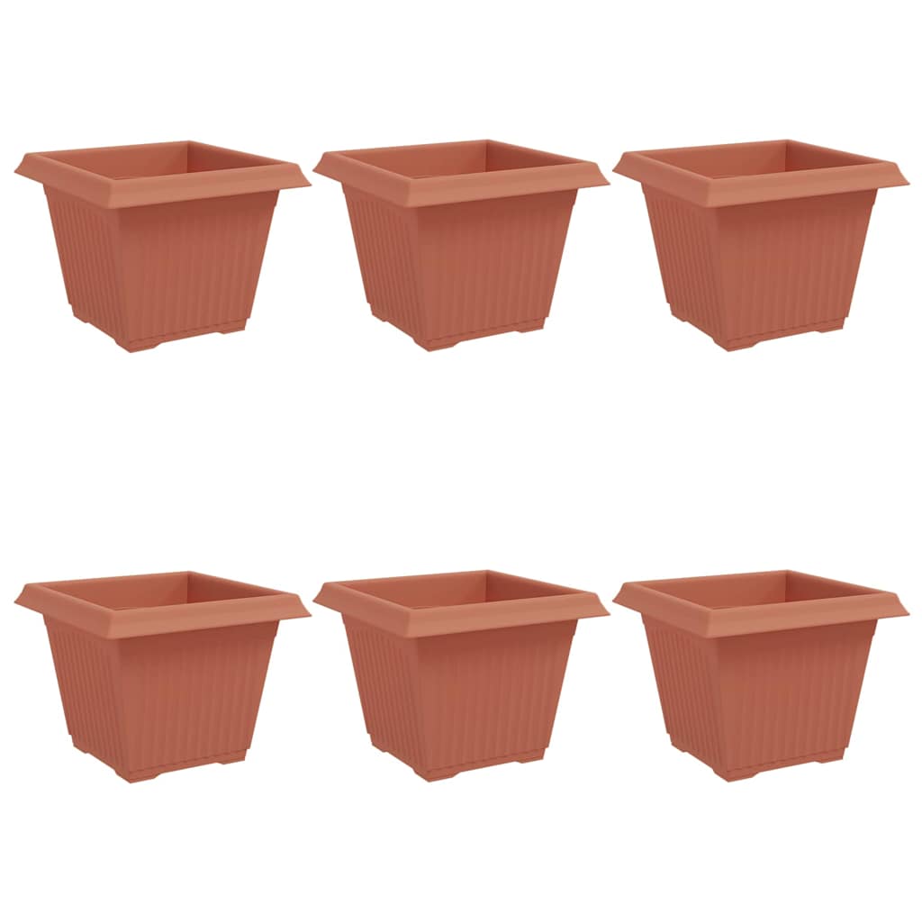 Vidaxl vierkante bloempot 6 st baksteenrood 28,5 x 28,5 x 22 cm
