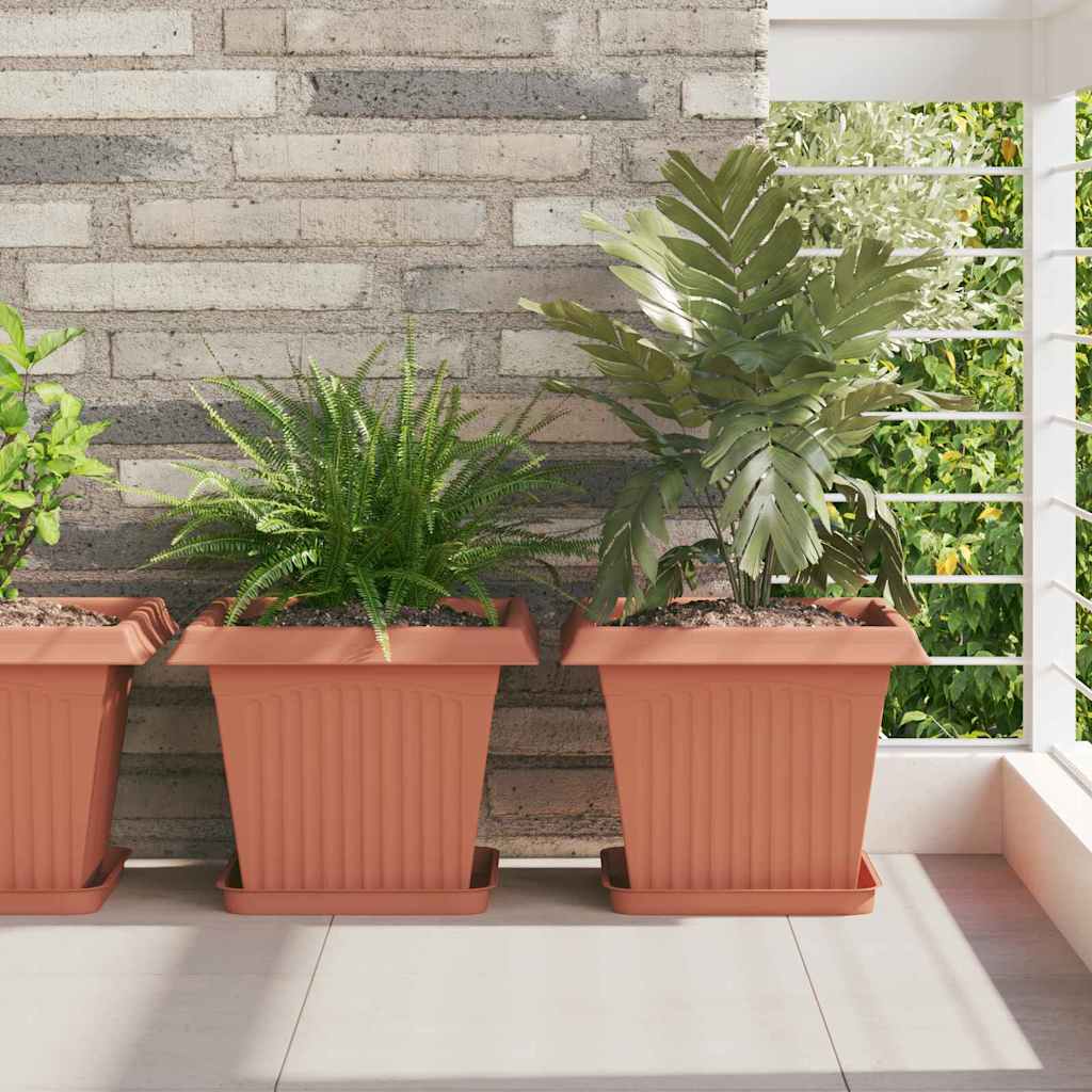 Vidaxl vierkante bloempot 6 st baksteenrood 33 x 33 x 26 cm kunststof