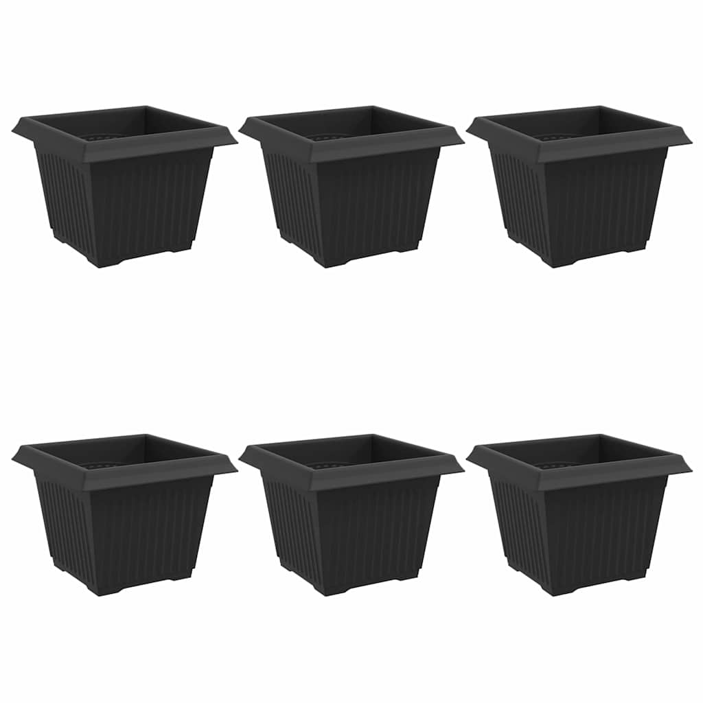 Vidaxl vierkante bloempot 6 st zwart 23 x 23 x 17,5 cm kunststof