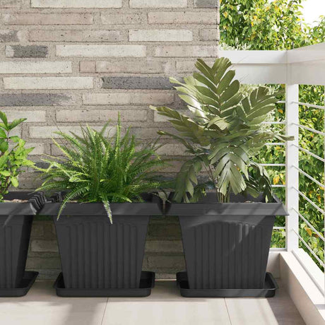 Vidaxl vierkante bloempot 6 st zwart 43 x 43 x 33,5 cm kunststof