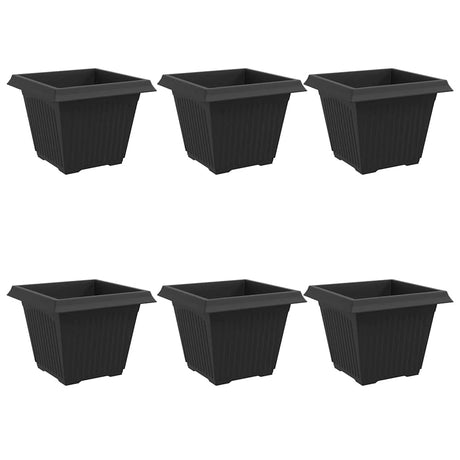 Vidaxl vierkante bloempot 6 st zwart 43 x 43 x 33,5 cm kunststof