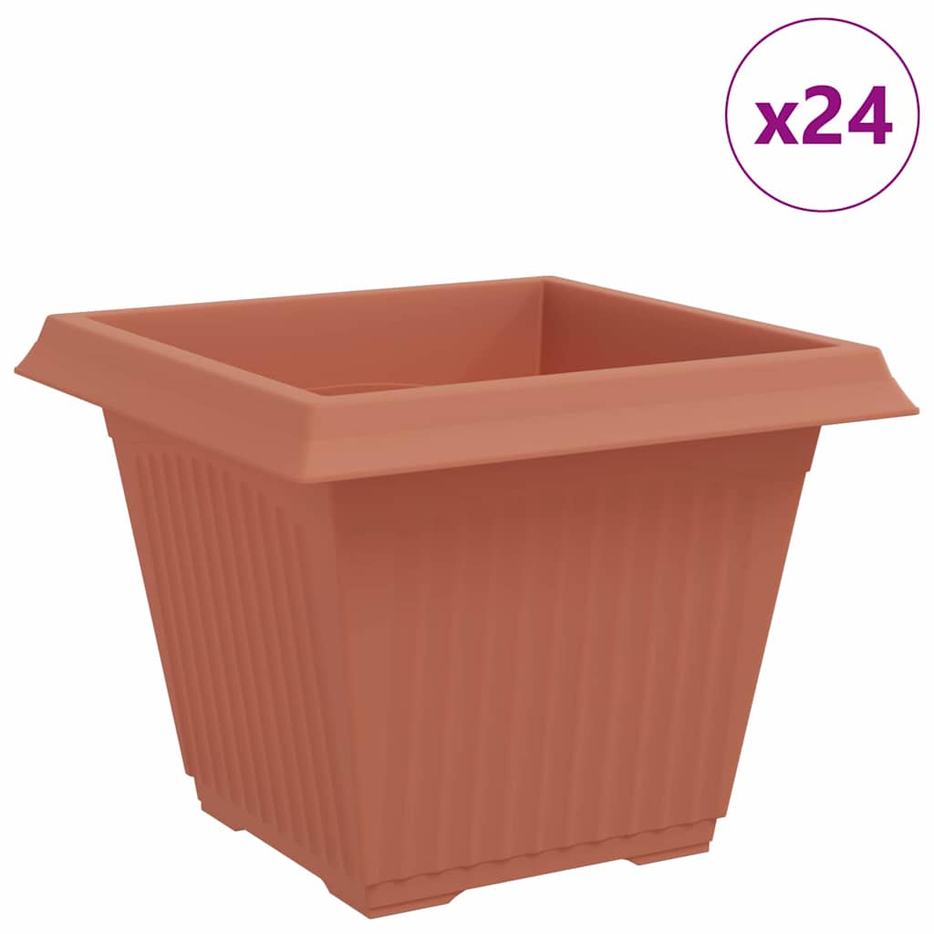 Vidaxl vierkante bloempot 24 st baksteenrood 43 x 43 x 33,5 cm