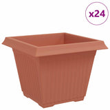 Vidaxl vierkante bloempot 24 st baksteenrood 43 x 43 x 33,5 cm