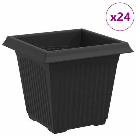 Vidaxl vierkante bloempot 24 st zwart 16 x 16 x 14 cm kunststof