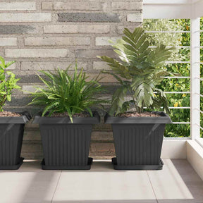 Vidaxl vierkante bloempot 24 st zwart 33 x 33 x 26 cm kunststof