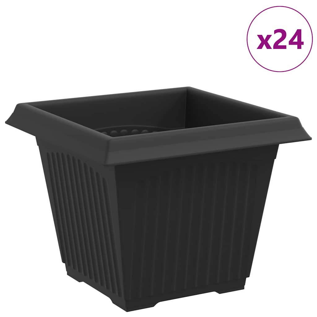Vidaxl vierkante bloempot 24 st zwart 33 x 33 x 26 cm kunststof