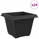 Vidaxl vierkante bloempot 24 st zwart 43 x 43 x 33,5 cm kunststof