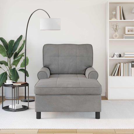 Vidaxl chaise lounge met kussen lichtgrijs 91 x 157 x 91 cm fluweel