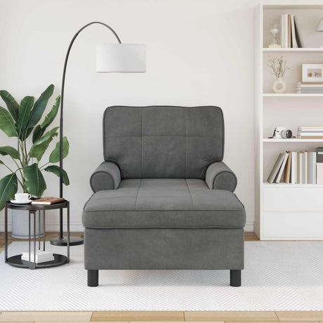 Vidaxl chaise lounge met kussen donkergrijs 91 x 157 x 91 cm fluweel