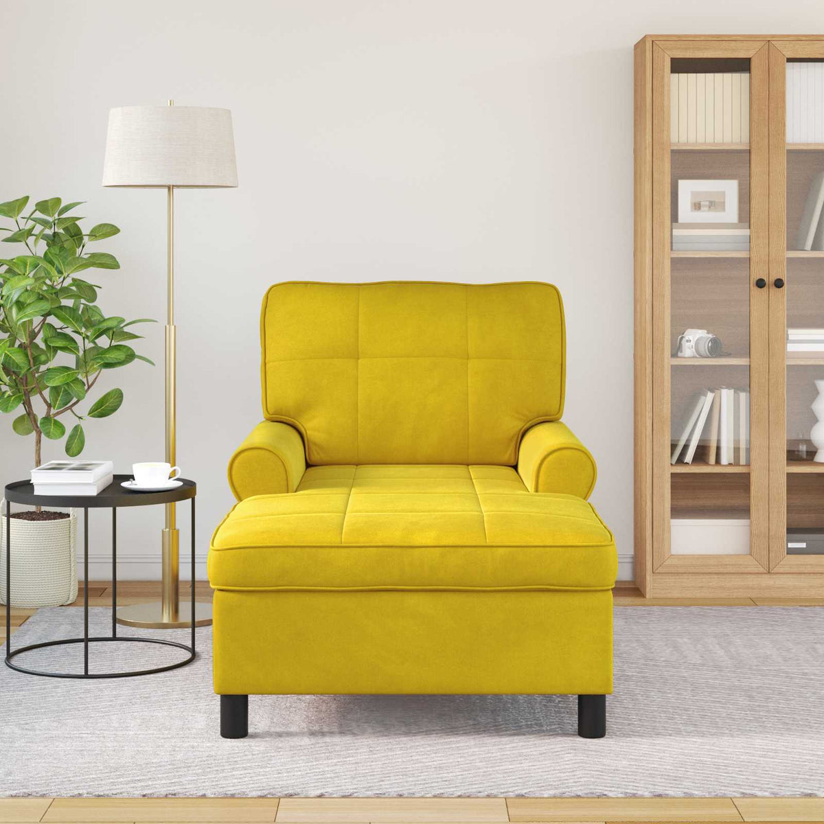 Vidaxl chaise lounge met kussen geel 91 x 157 x 91 cm fluweel