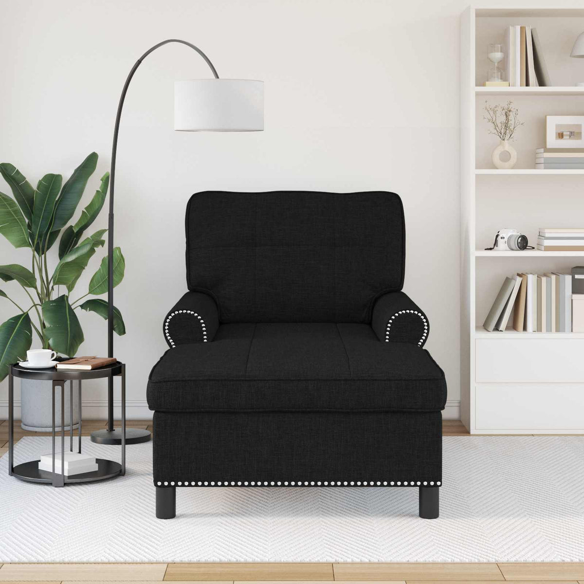 Vidaxl chaise lounge zwart stof 91 x 157 x 91 cm
