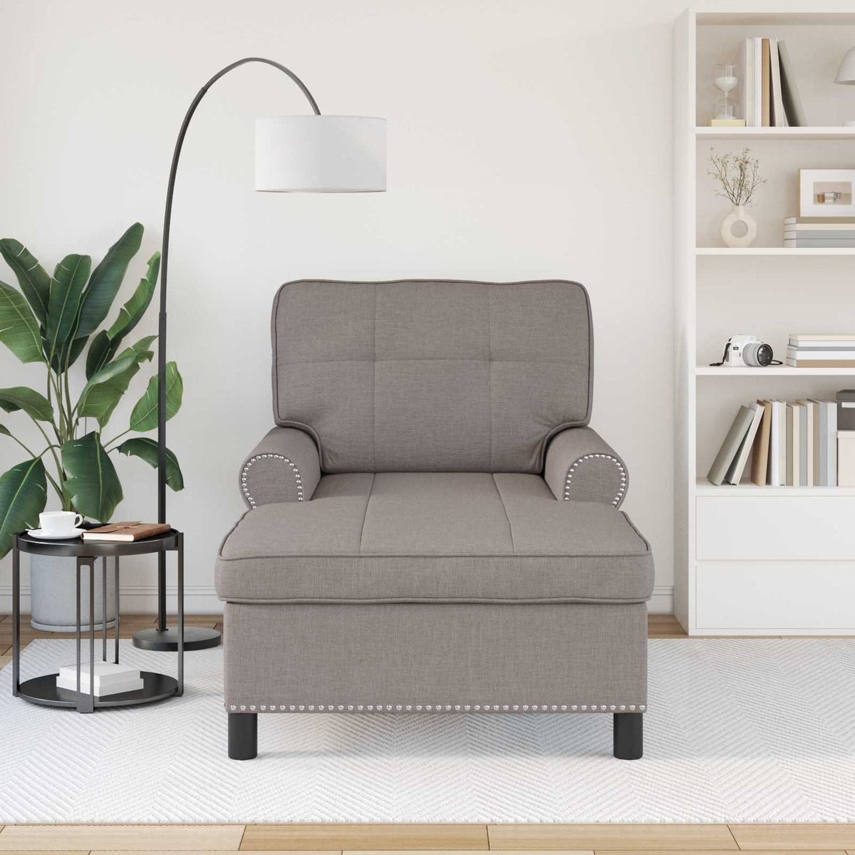 Vidaxl chaise lounge taupe stof 91 x 157 x 91 cm