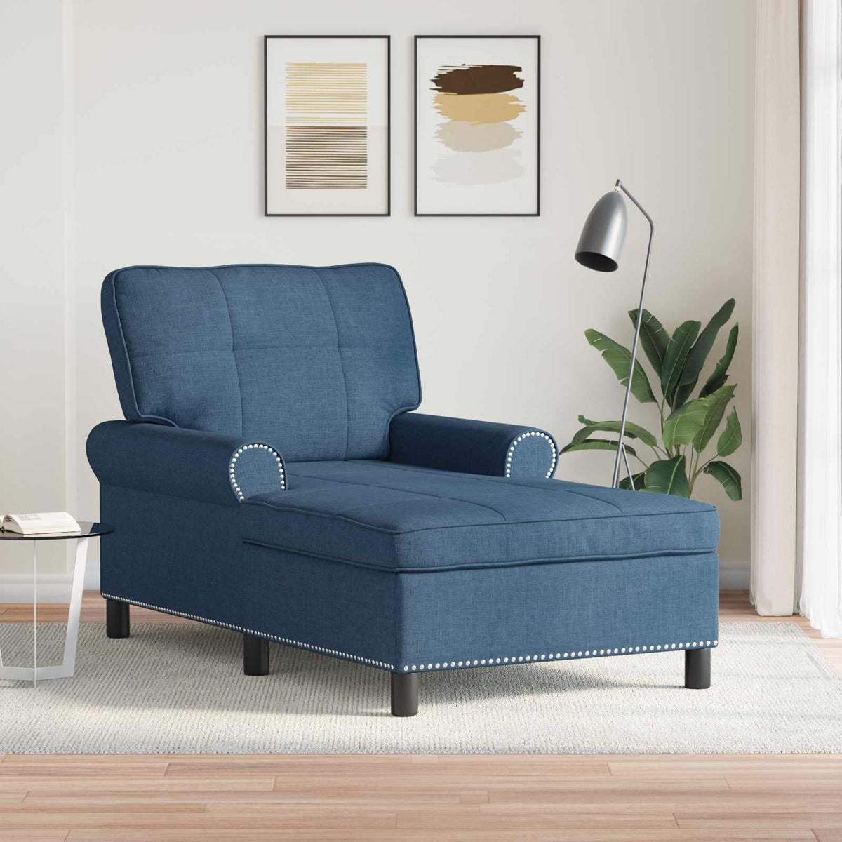 Vidaxl chaise lounge blauw stof 91 x 157 x 91 cm