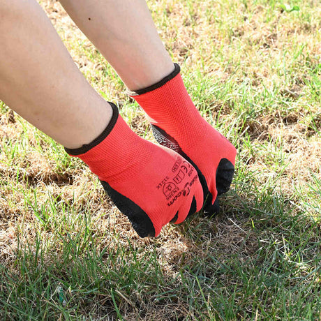 Vidaxl werkhandschoenen 12 st rood en zwart 8 m latexcoating