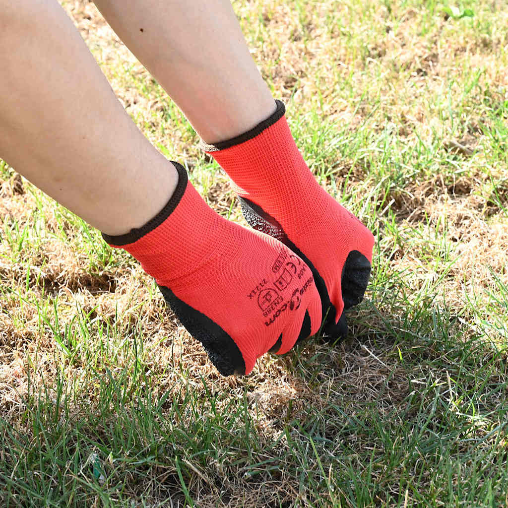 Vidaxl werkhandschoenen 24 st rood en zwart 9 l latexcoating