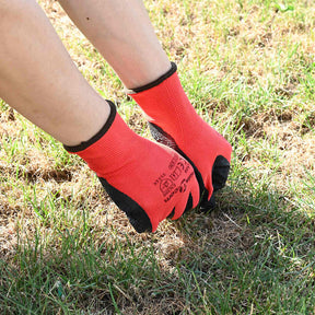 Vidaxl werkhandschoenen 24 st rood en zwart 9 l latexcoating