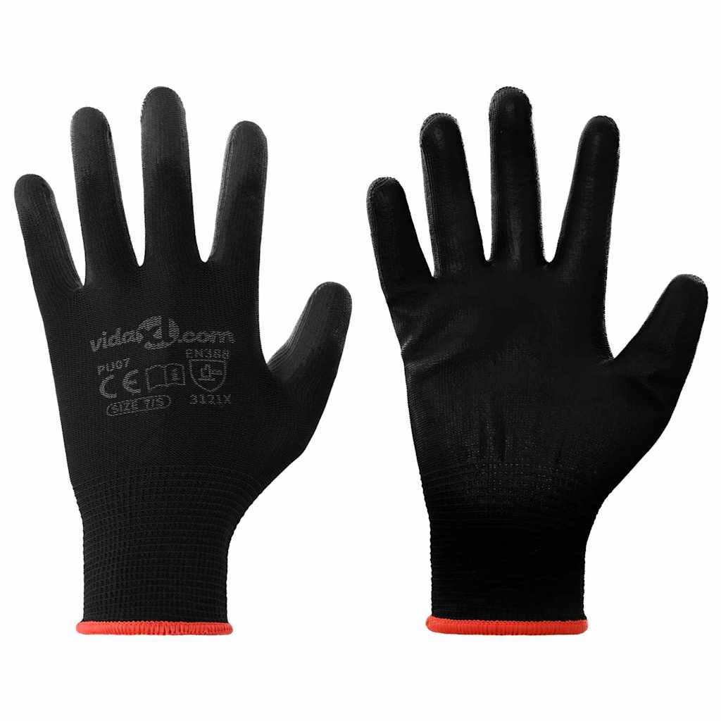 Vidaxl werkhandschoenen 24 st zwart 7 s polyester