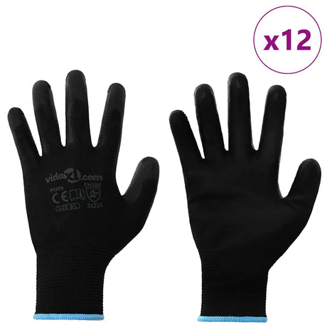 Vidaxl werkhandschoenen 12 st zwart 9 l polyester