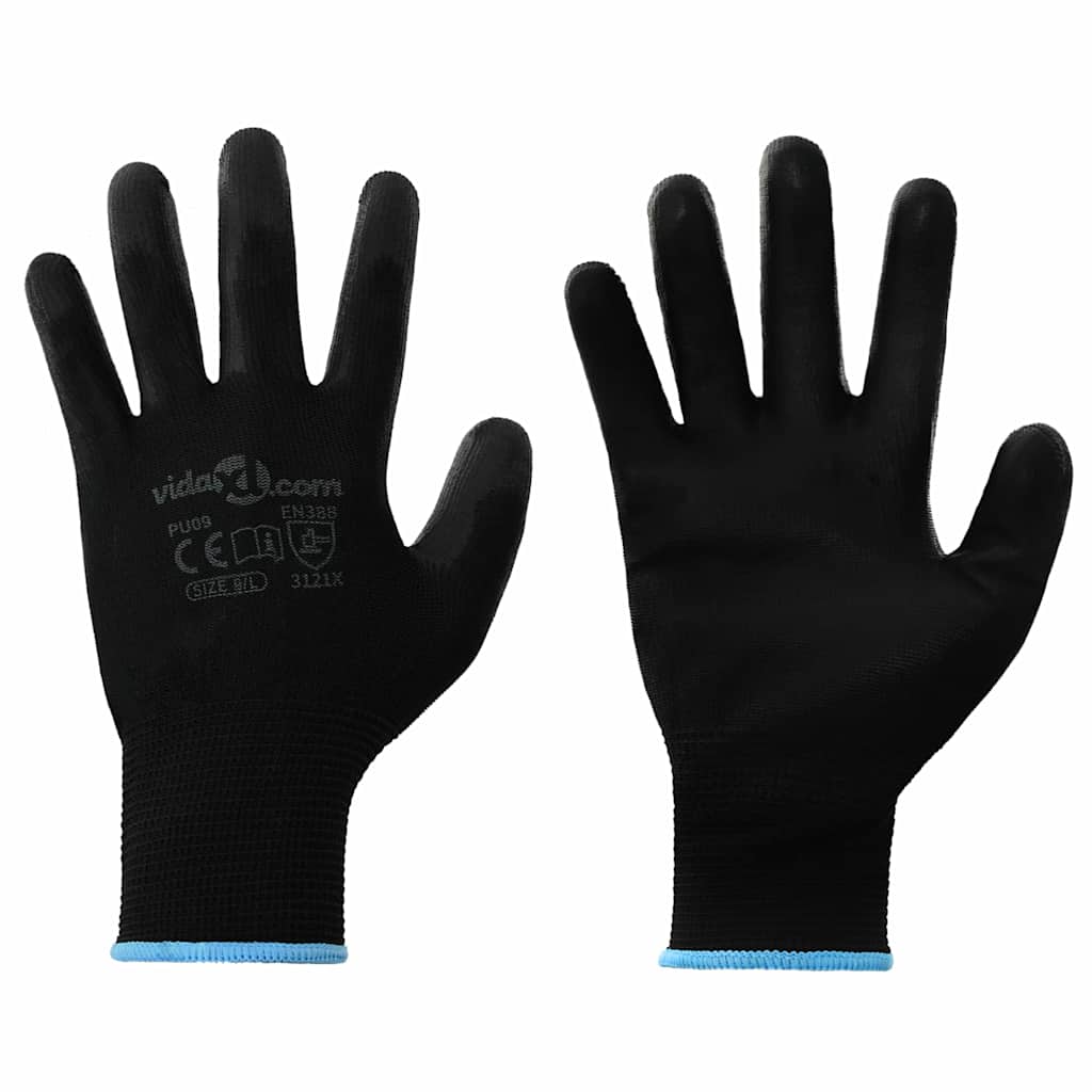 Vidaxl werkhandschoenen 24 st zwart 9 l polyester