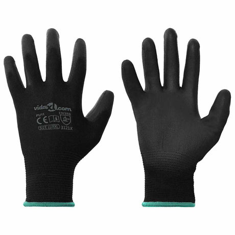 Vidaxl werkhandschoenen 12 st zwart 11 xxl polyester