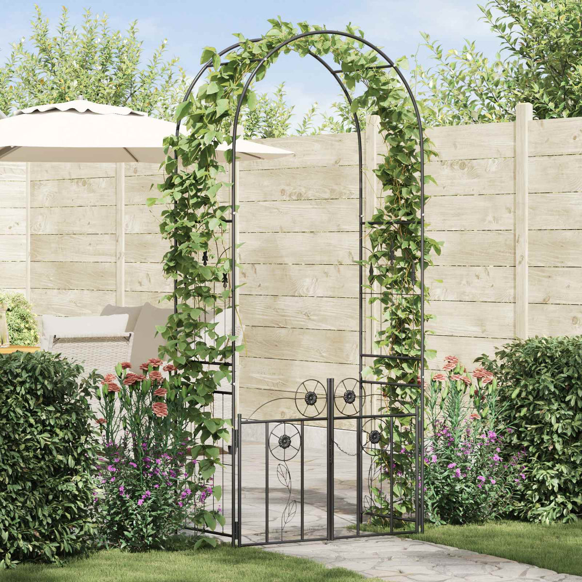 Vidaxl tuin boog zwart 102 x 50 x 218 cm staal