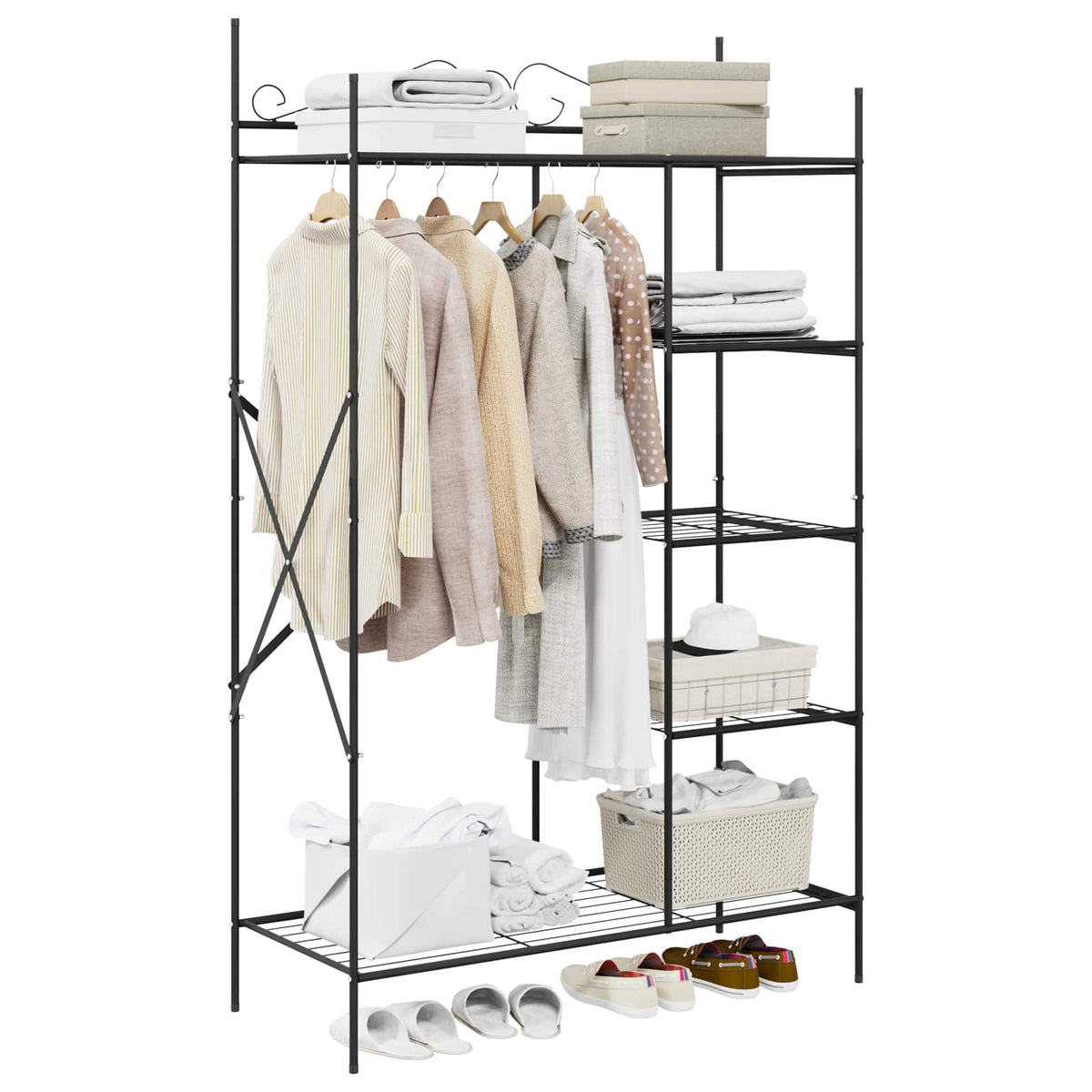 Vidaxl open kledingkast met plank zwart 104,5 x 45 x 172 cm staal