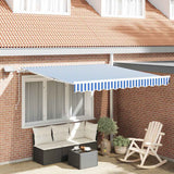 Vidaxl uitschuifbare luifel blauw en wit 350 x 250 cm