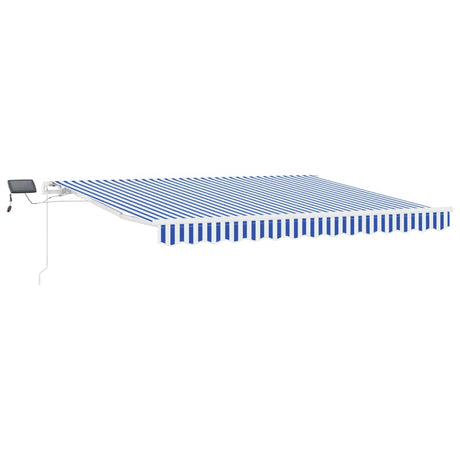 Vidaxl uitschuifbare luifel blauw en wit 350 x 250 cm