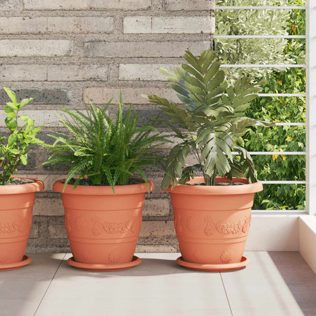 Vidaxl plantenpotten 24 st baksteenrood ø 26 x 21.5 cm kunststof