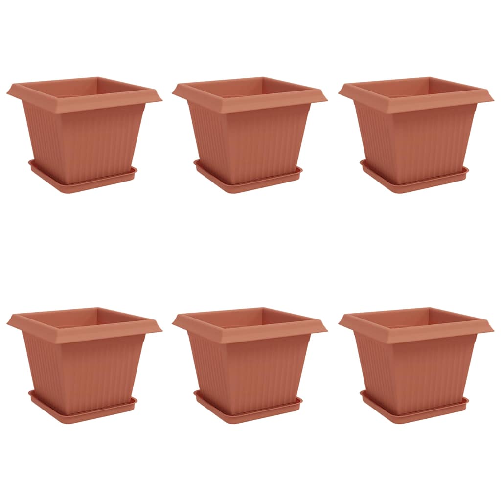 Vidaxl plantenpotten 6 st baksteenrood kunststof