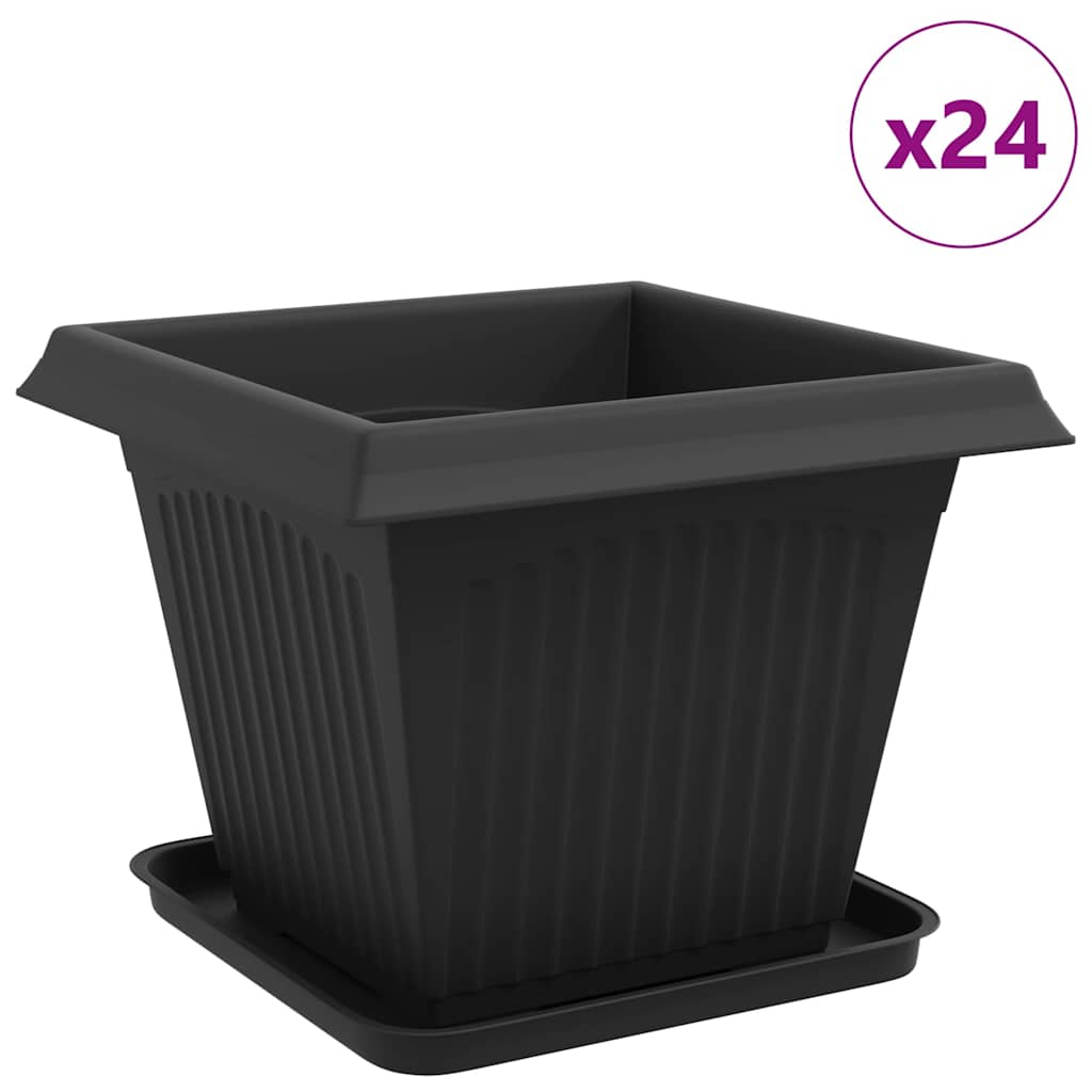 Vidaxl plantenpotten 24 st zwart kunststof