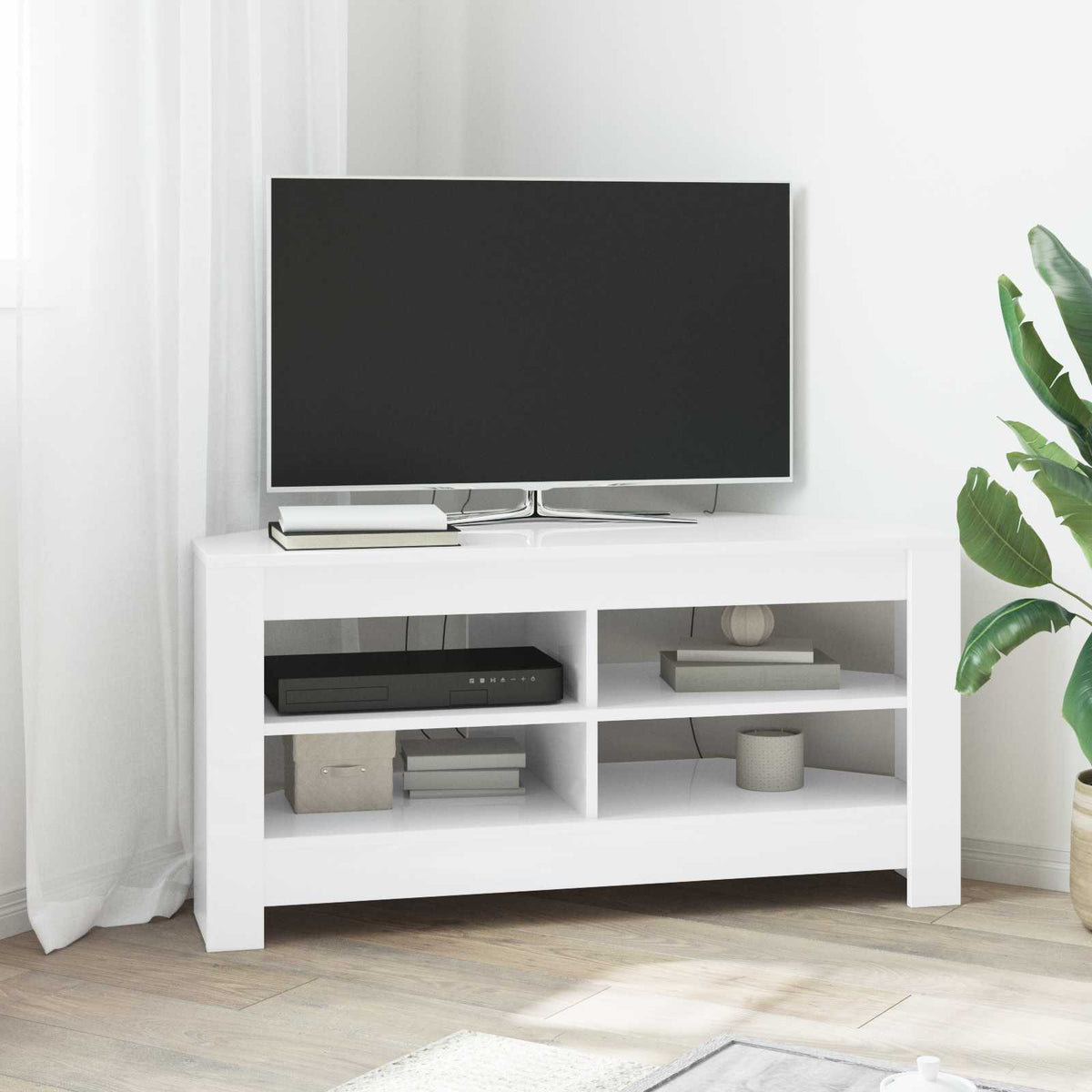 Vidaxl hoektvkast 102 x 41 x 50 cm wit bewerkt hout