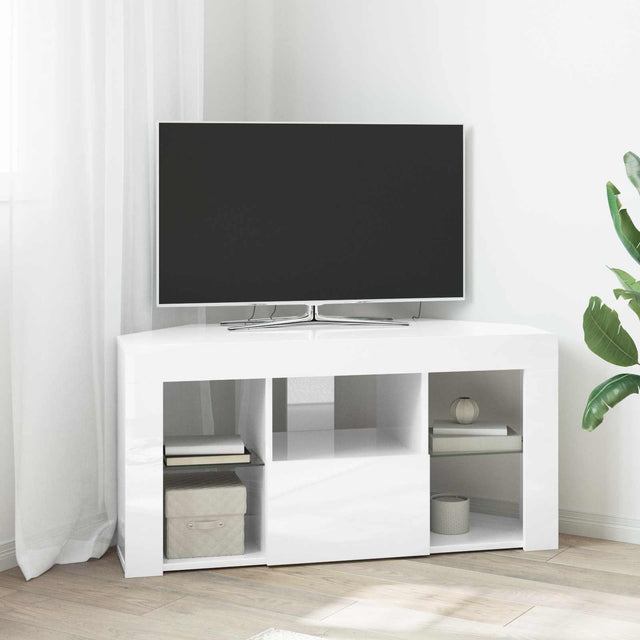 Vidaxl hoek led tv kast 100 x 40 x 50 cm hoogglans wit bewerkt hout