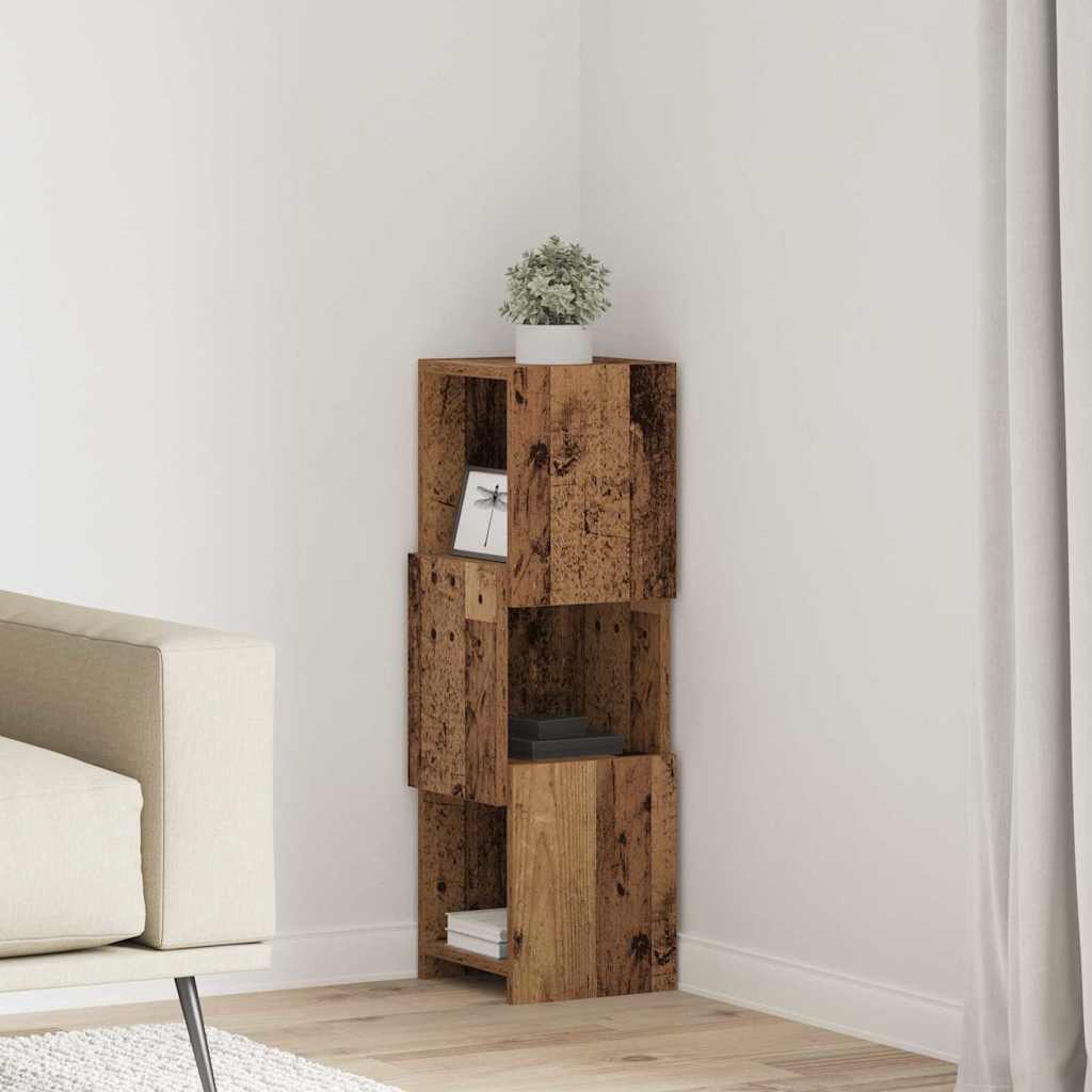 Vidaxl hoekkast 25,5x25x80cm bewerkt hout oudhout