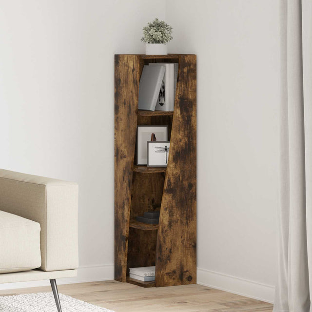 Vidaxl hoekkast 27,5x27x102cm bewerkt hout gerookt eiken