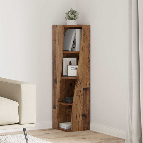 Vidaxl hoekkast 27,5x27x102cm bewerkt hout oudhout