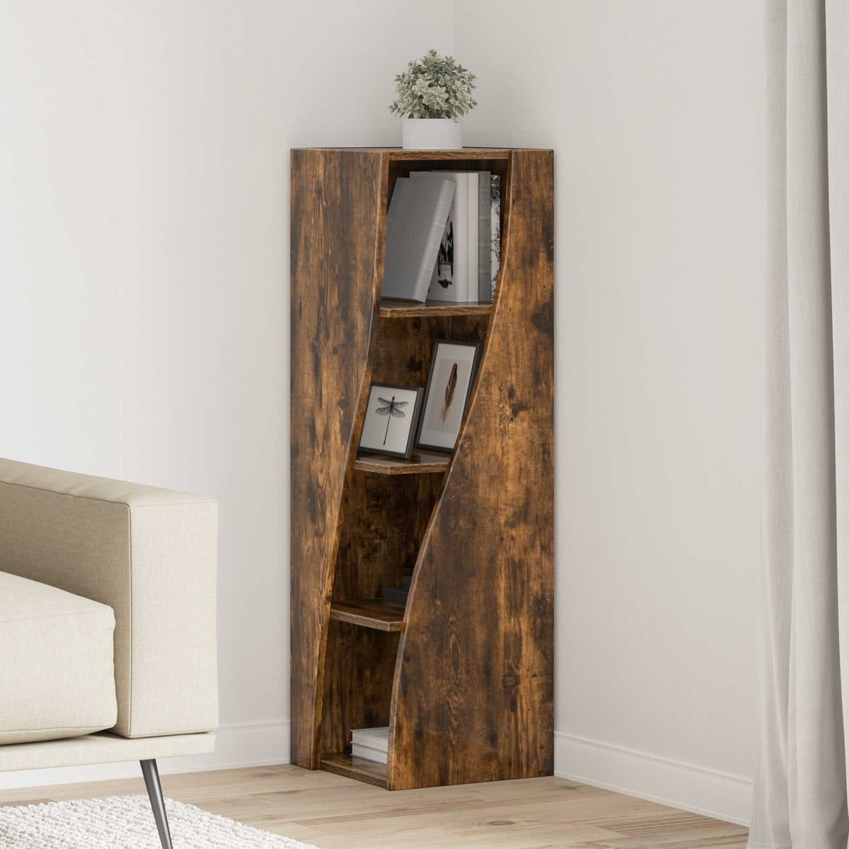 Vidaxl hoekkast 32x32x102cm bewerkt hout gerookt eiken